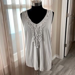 Chicos gray ruffle front tank top